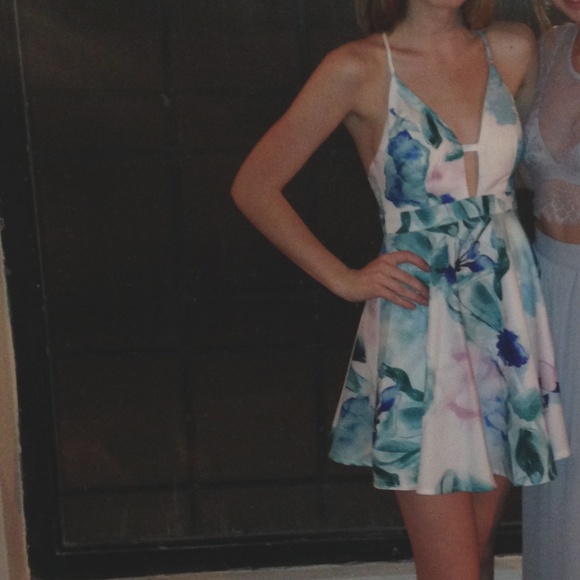 Floral Watercolor Fit and Flare Mini Dress - Picture 4 of 4